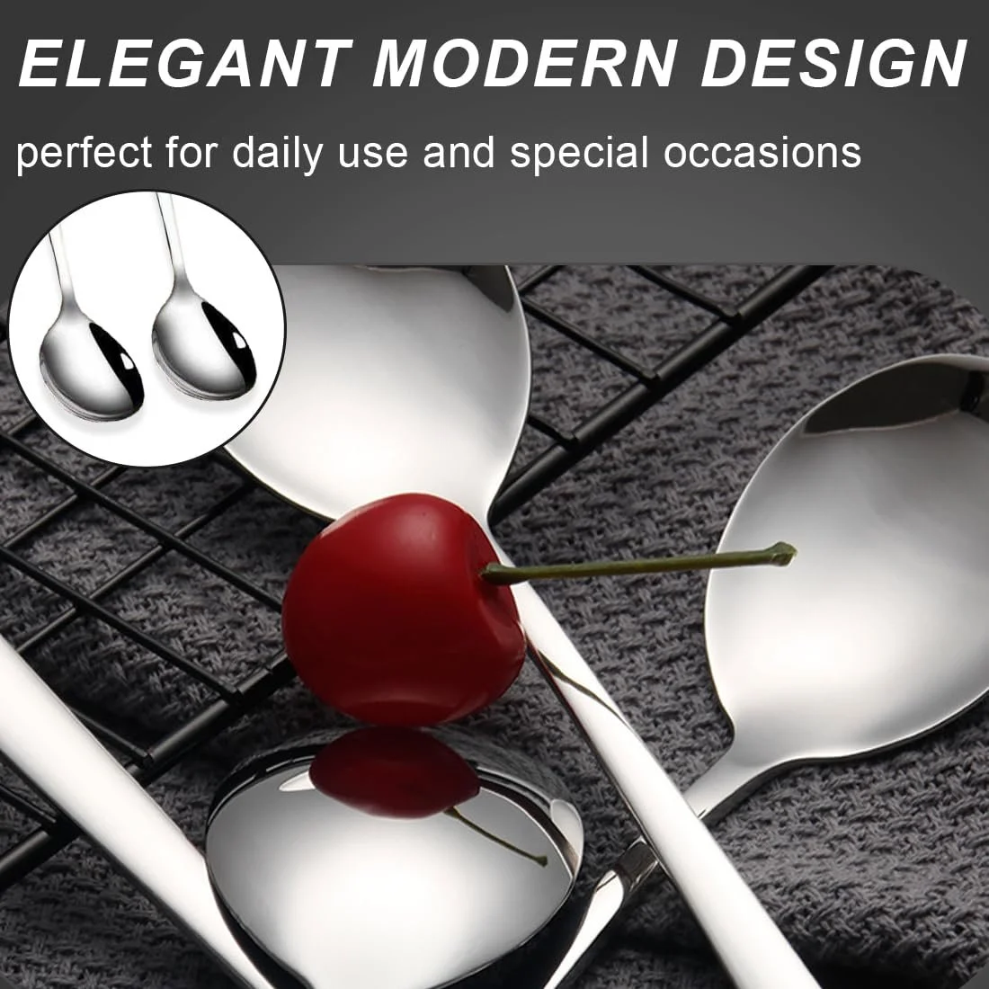 Ложка Кавова EBHO 10 шт, полірована поверхня, елегантний сучасний дизайн, фото №4