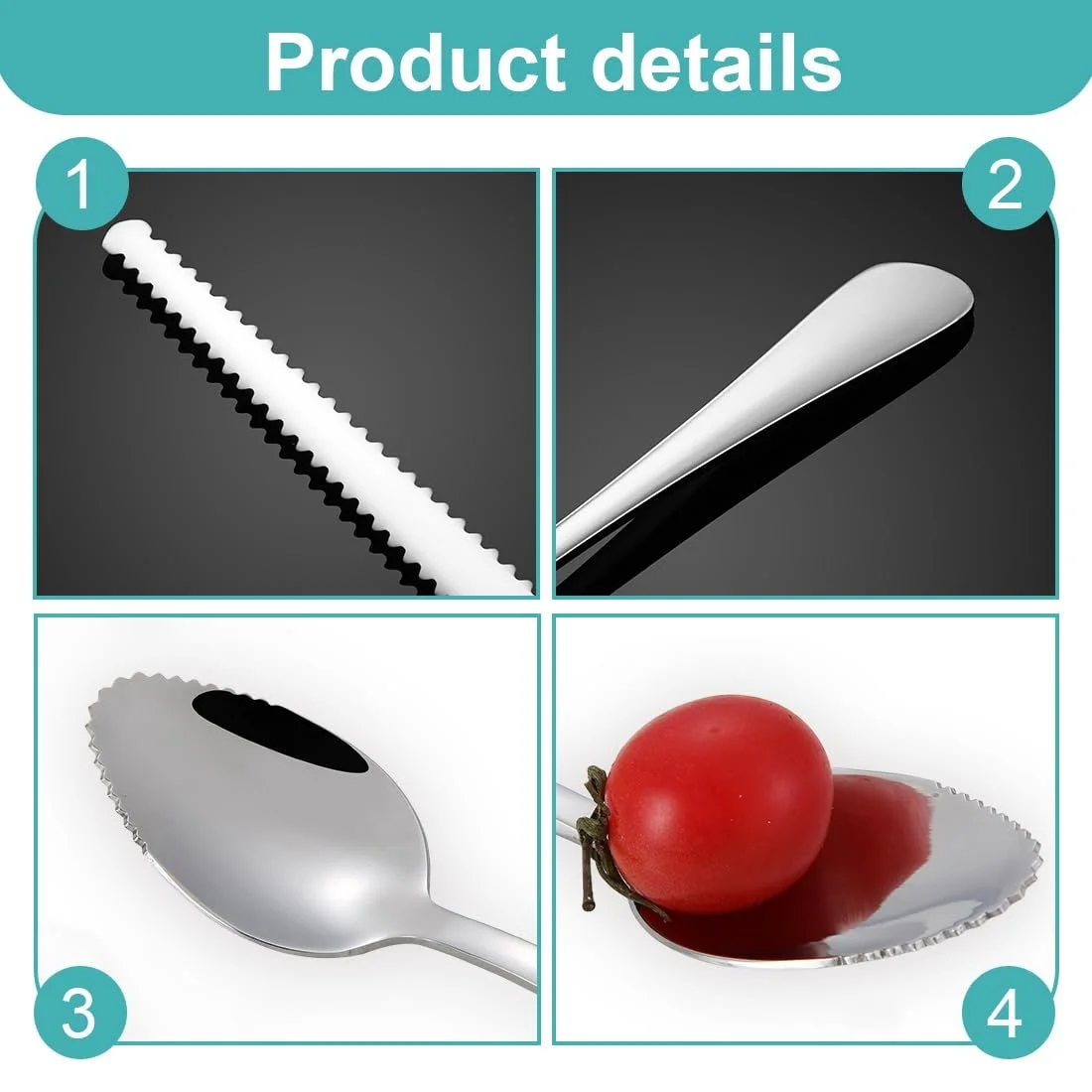 Набір з 3 предметів: ложка для грейпфрута і ніж з нержавіючої сталі, фото №4 Набір з 3 предметів: ложка для грейпфрута і ніж з нержавіючої сталі, фото №4