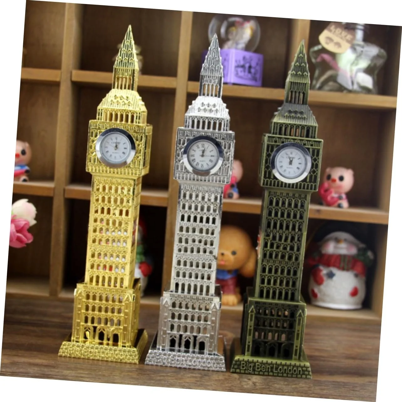 Годинник-будильник Вежа PartyKindom Металевий Золотий, фото №4