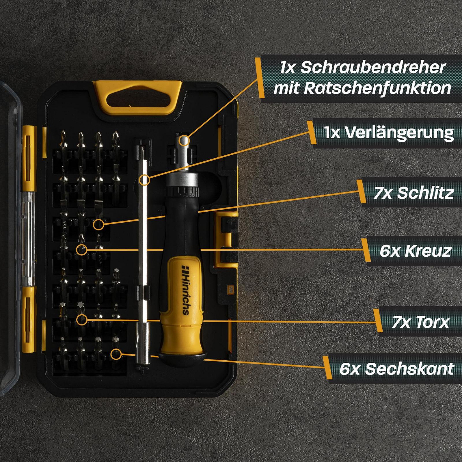 Набір викруток Hinrichs 2 предмети - Набір тріскачкових викруток 29 предметів з Т-подібною рукояткою і Набір прецизійних викруток 28 предметів - Інструментальний набір для прецизійної механіки - Мультиніжковий набір, фото №6 Набір викруток Hinrichs 2 предмети - Набір тріскачкових викруток 29 предметів з Т-подібною рукояткою і Набір прецизійних викруток 28 предметів - Інструментальний набір для прецизійної механіки - Мультиніжковий набір, фото №6