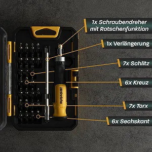 Набір прецизійних викруток Hinrichs з тріскачкою та подовжувачем 28 предметів CrV synthetic.ua - Фото 1