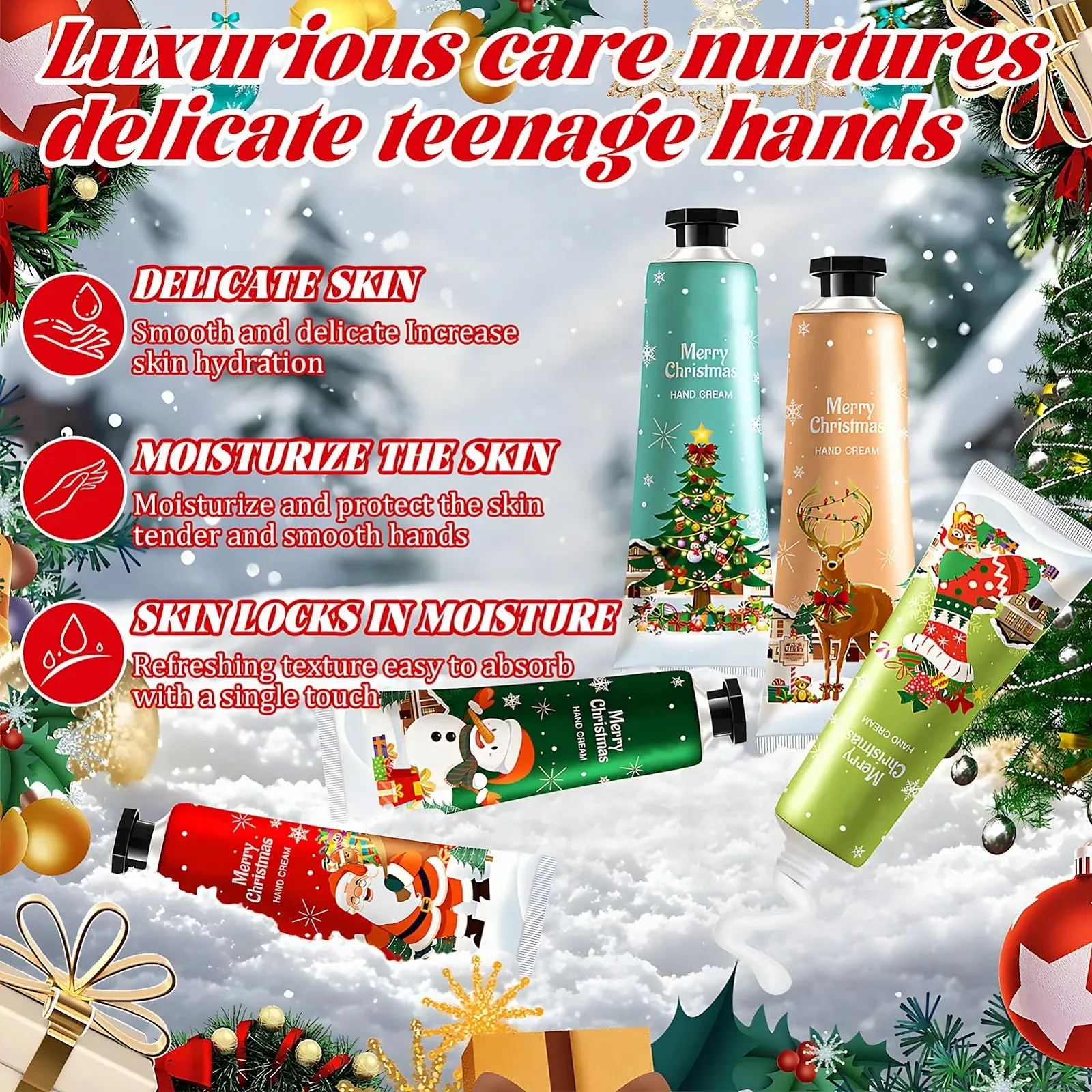 Набір Різдвяних Кремів для Рук, Зволожуючий, 5 шт, фото №4 Набір Різдвяних Кремів для Рук, Зволожуючий, 5 шт, фото №4