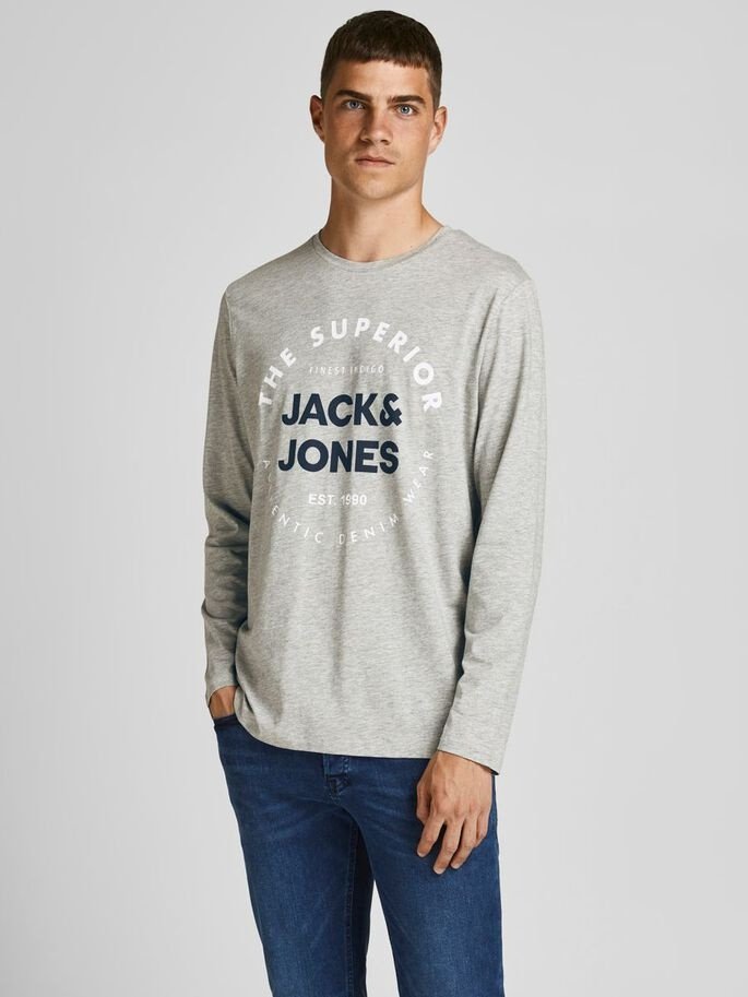 Футболка Jack&Jones 12188712 с длинным рукавом Светлый меланж S, фото №1