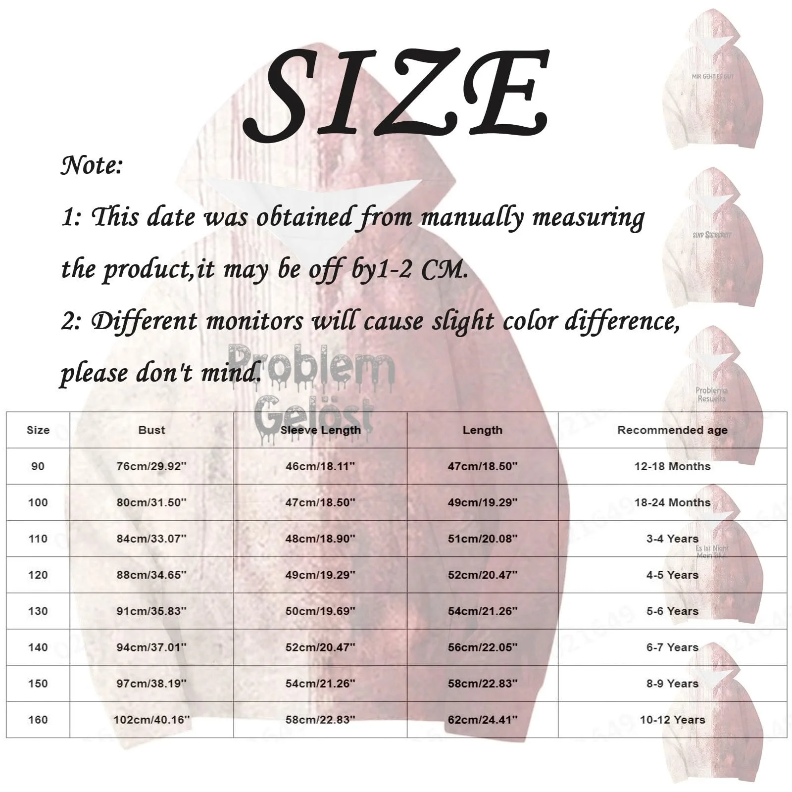 Худи с капюшоном Problem Solved Halloween для девочек - 3D мягкий пуловер с капюшоном, брызги крови, большой худи, ужасная кровавая толстовка с капюшоном, толстовки для девочек 2025, фото №4