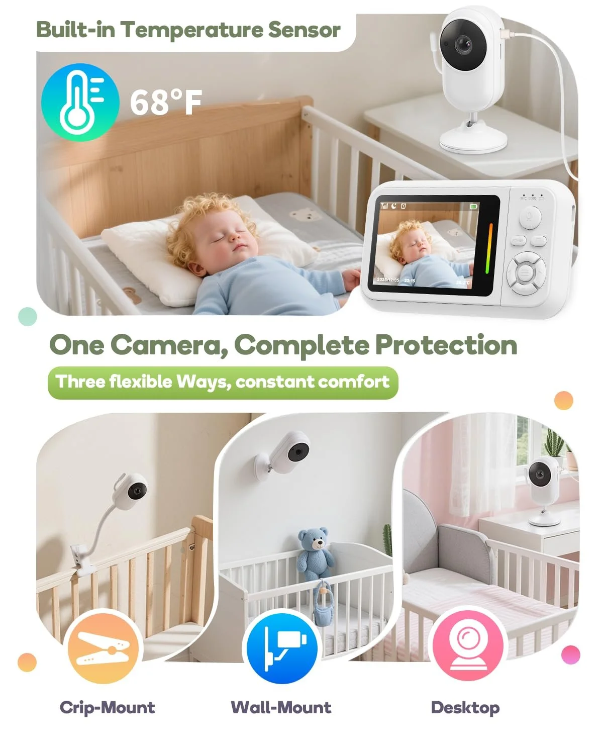 Відеоняня з кліпсою та підставкою 2.8 дюйма 1080P Night Vision VOX 2-Way Audio 32 GB SD, фото №6 Відеоняня з кліпсою та підставкою 2.8 дюйма 1080P Night Vision VOX 2-Way Audio 32 GB SD, фото №6