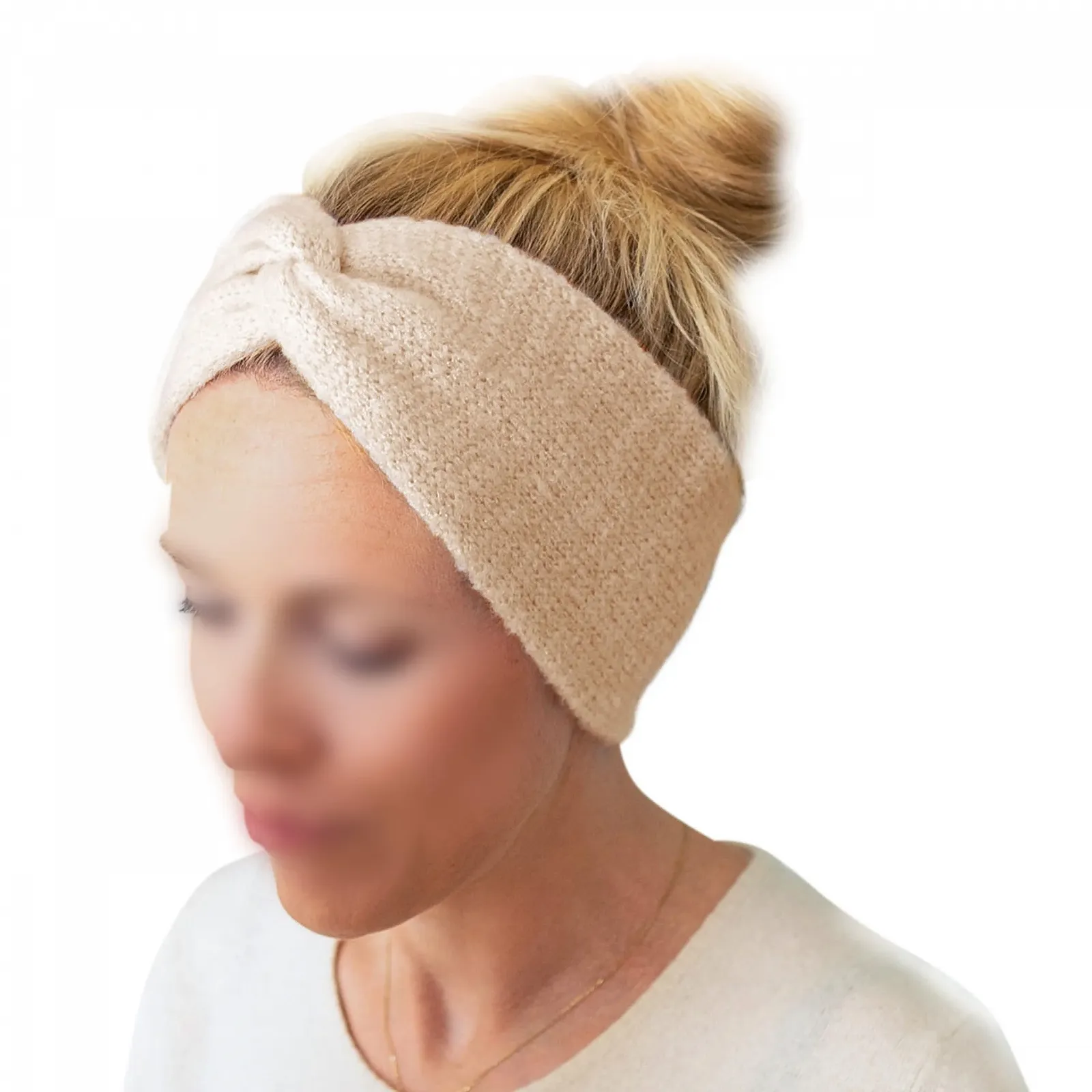 В'язана Пов'язка на Голову Papierdrachen Бежевий, Розмір 24 x 10 см, фото №1