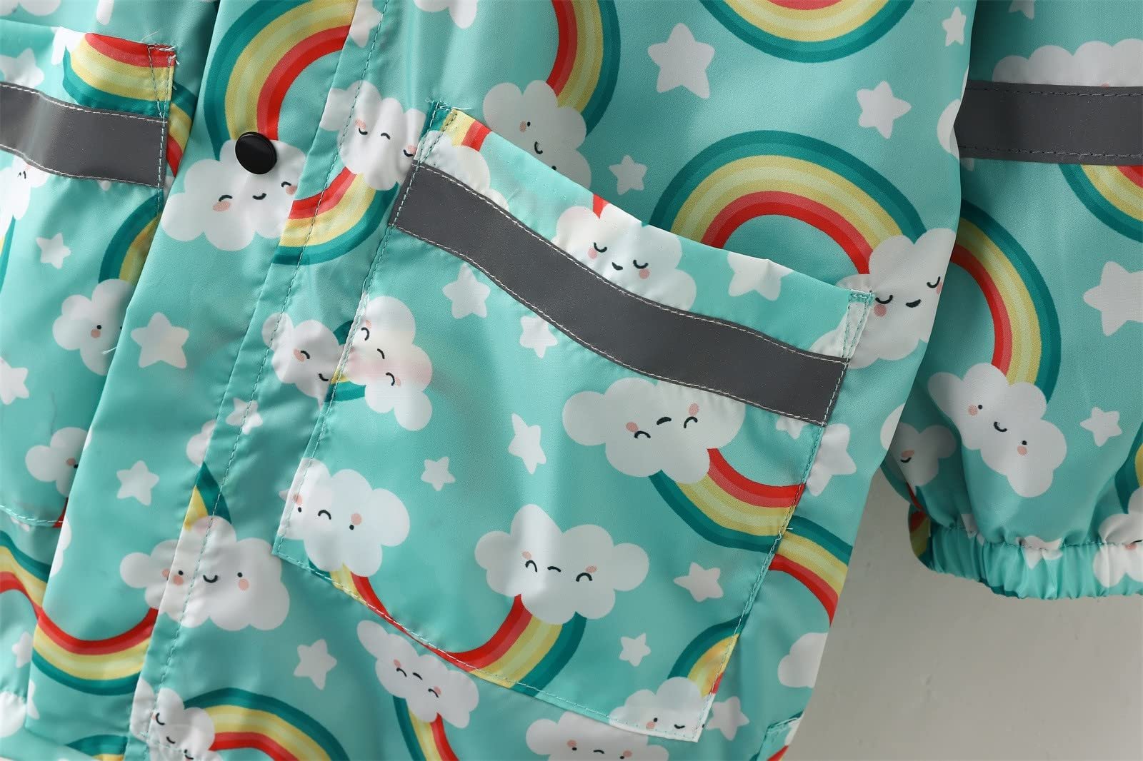 Плащ дождевой для девочки, детский, ветрозащитный, с капюшоном, рисунок 211Y, мультяшный принт, обезьяна, фото №4