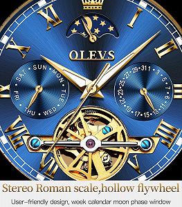 Чоловічий годинник OLEVS Automatic з автопідзаводом, скелетон, турбійон, нержавіюча сталь synthetic.ua - Фото 1