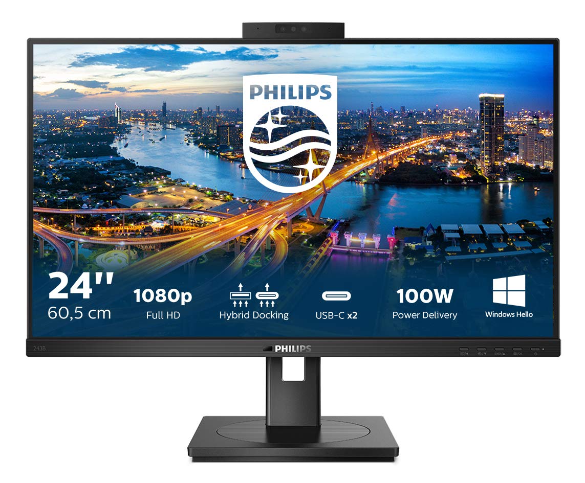 Монітор Philips 243B1JH 24 Inch FHD USB-C Docking Webcam Height-Adjustable Black, фото №2 Монітор Philips 243B1JH 24 Inch FHD USB-C Docking Webcam Height-Adjustable Black, фото №2