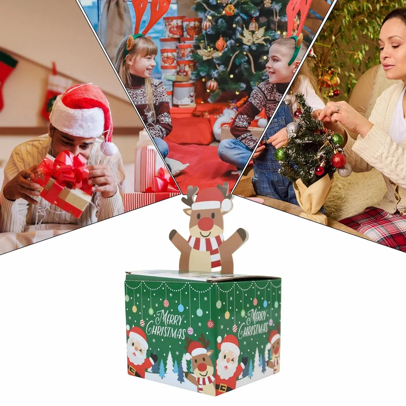 Різдвяна скарбничка-діспенсер Christmas Money Pull Box з 30 прозорими пакетами, фото №4