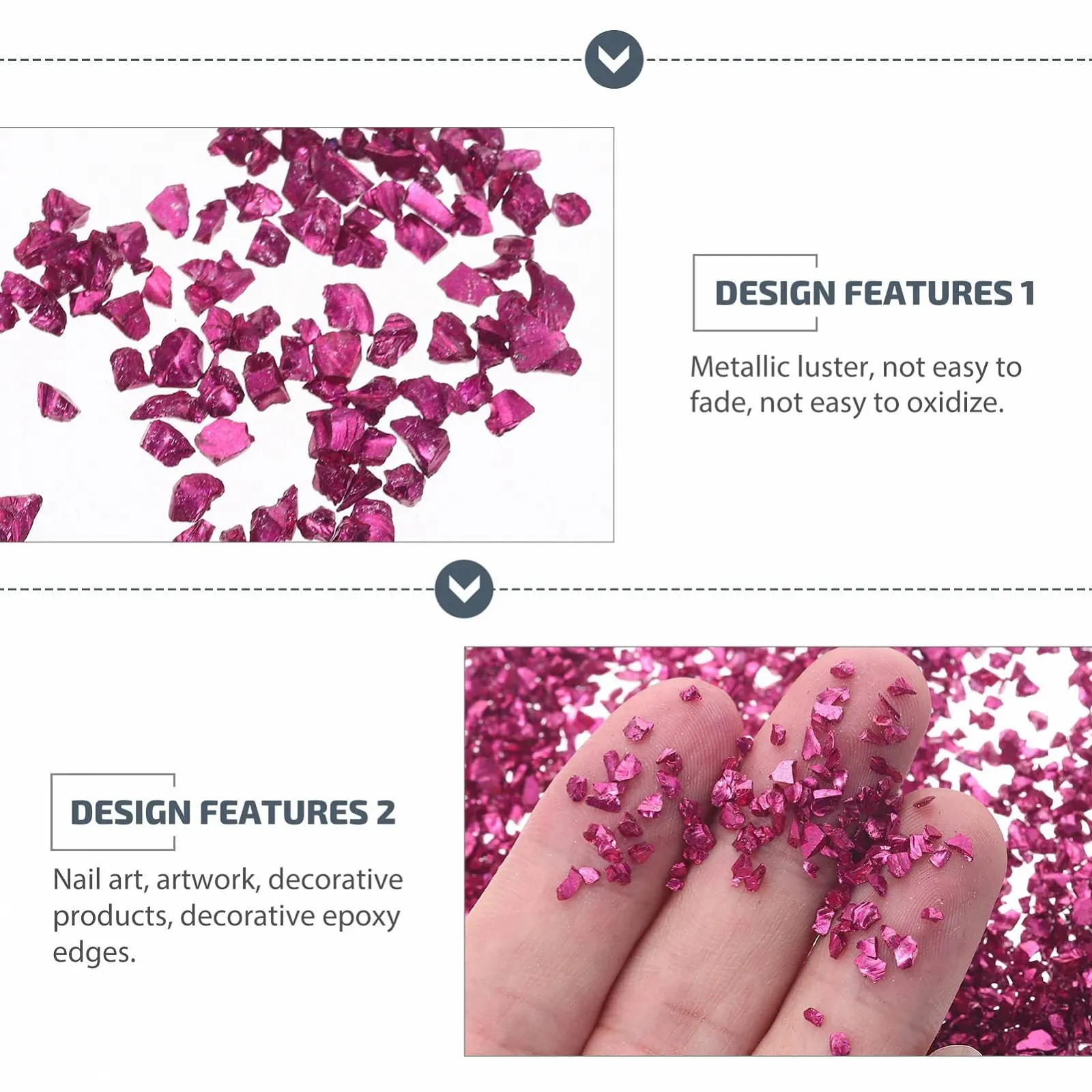 Скляні COHEALI, 1 пакет, нерегулярні металеві осколки, блискітки, фото №9