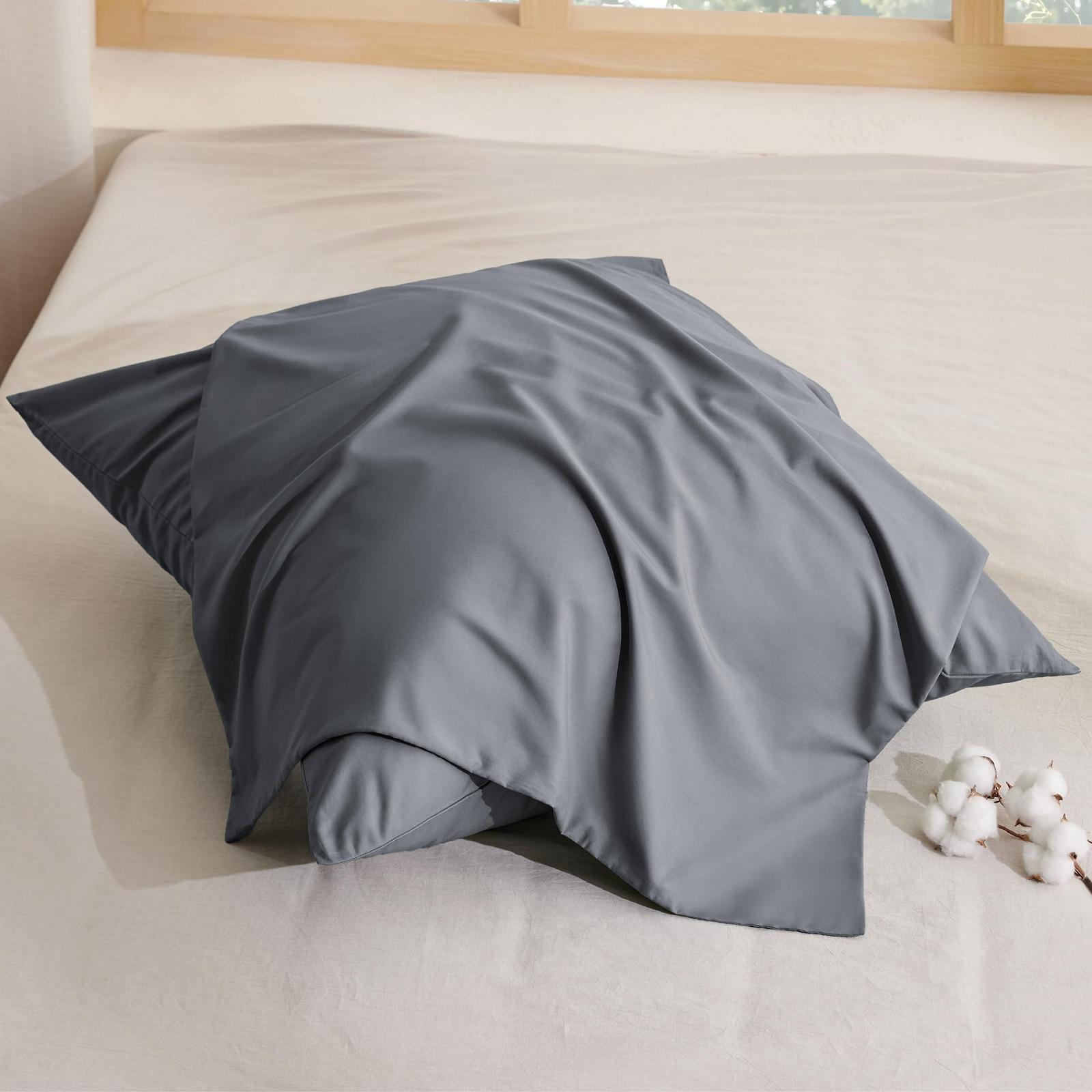 Наволочка BEDSURE 80 x 80 см, комплект 2 шт. - 100% хлопок, наволочки на подушки с молнией, антрацитово-серый, фото №8