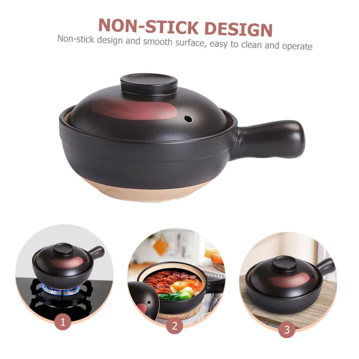 Горшок для приготовления Classic Clay Pot глиняный малый с одной ручкой термостойкий для газовых плит, фото №9