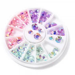 Стрази для нігтів Конус різнокольорові KADS рожеві, фіолетові, блакитні (2 рулони) - Фото 1