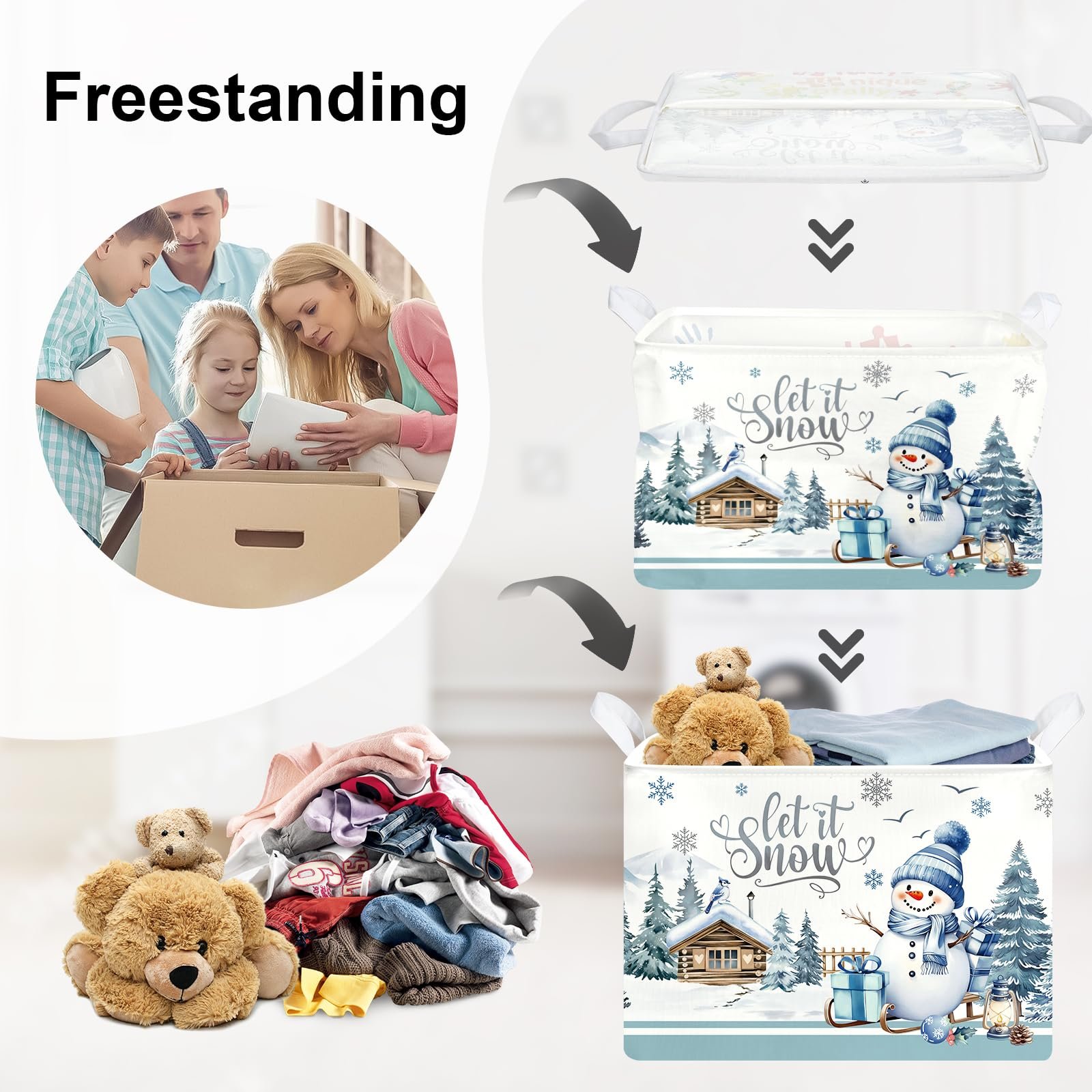 Корзина для игрушек Снеговик HUUMONSS для мальчиков и девочек Водонепроницаемая, 36 л, фото №3