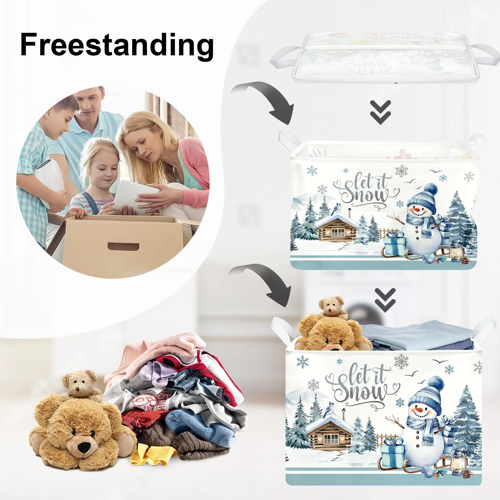 Корзина для игрушек Снеговик HUUMONSS для мальчиков и девочек Водонепроницаемая, 36 л, фото №3 Корзина для игрушек Снеговик HUUMONSS для мальчиков и девочек Водонепроницаемая, 36 л, фото №3