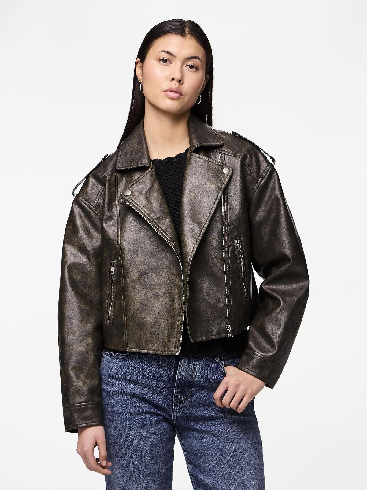 Куртка Biker Женская PIECES Pcamina Pu, фото №3