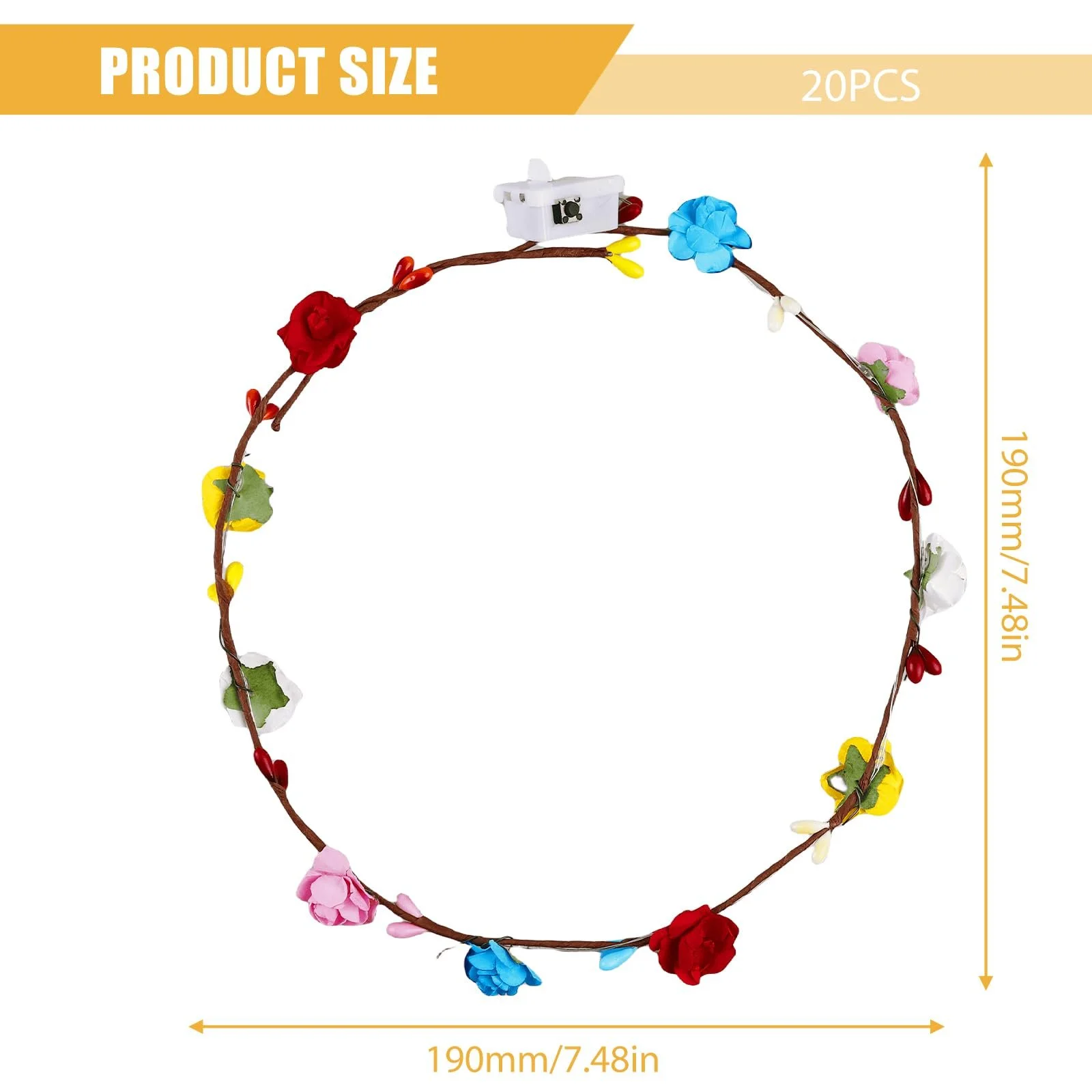 Вінок для волосся з LED квітами, фото №2