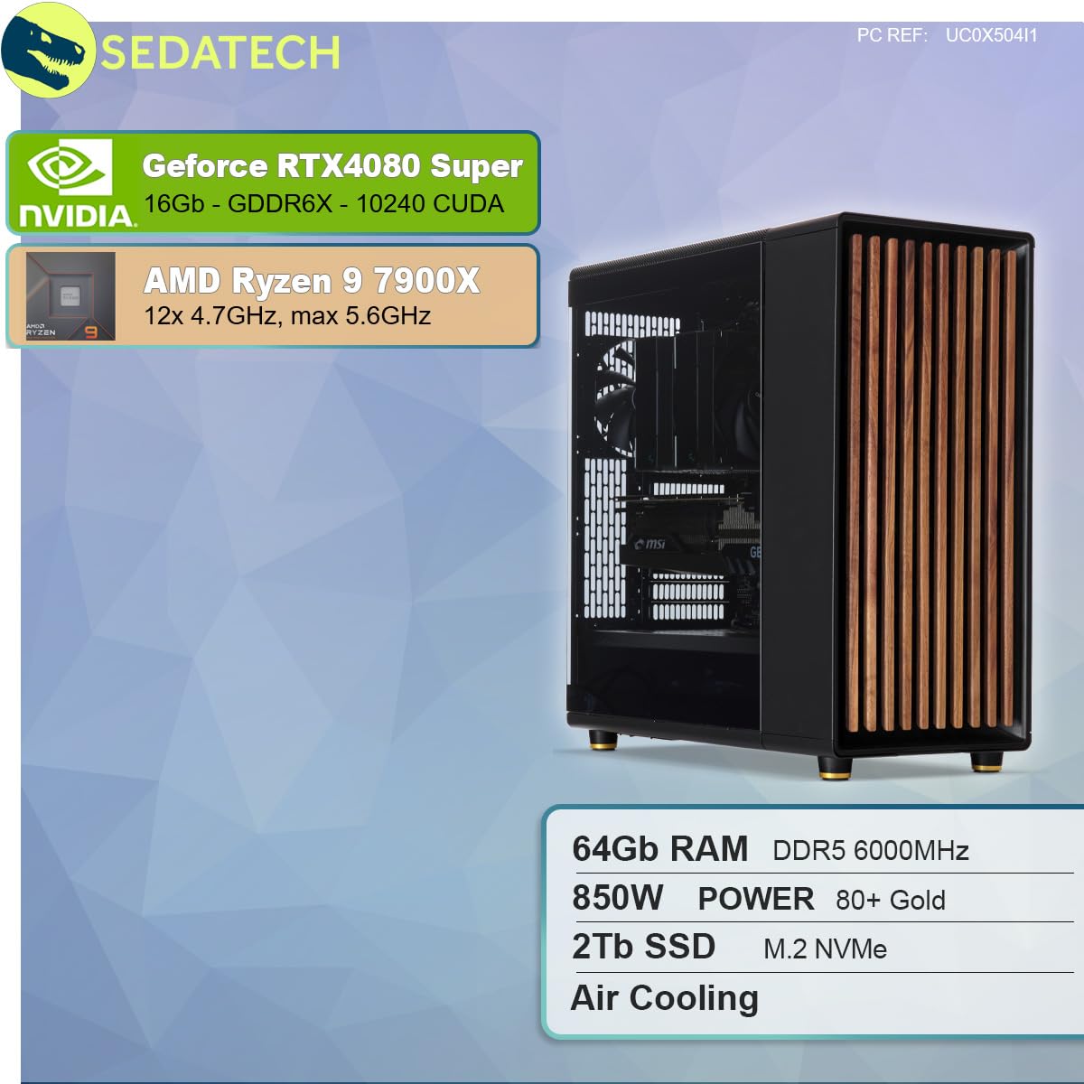 Станція Sedatech Workstation AMD Ryzen 9 7900X RTX4080 Super 64GB DDR5 2TB SSD M.2 без ОС, фото №2