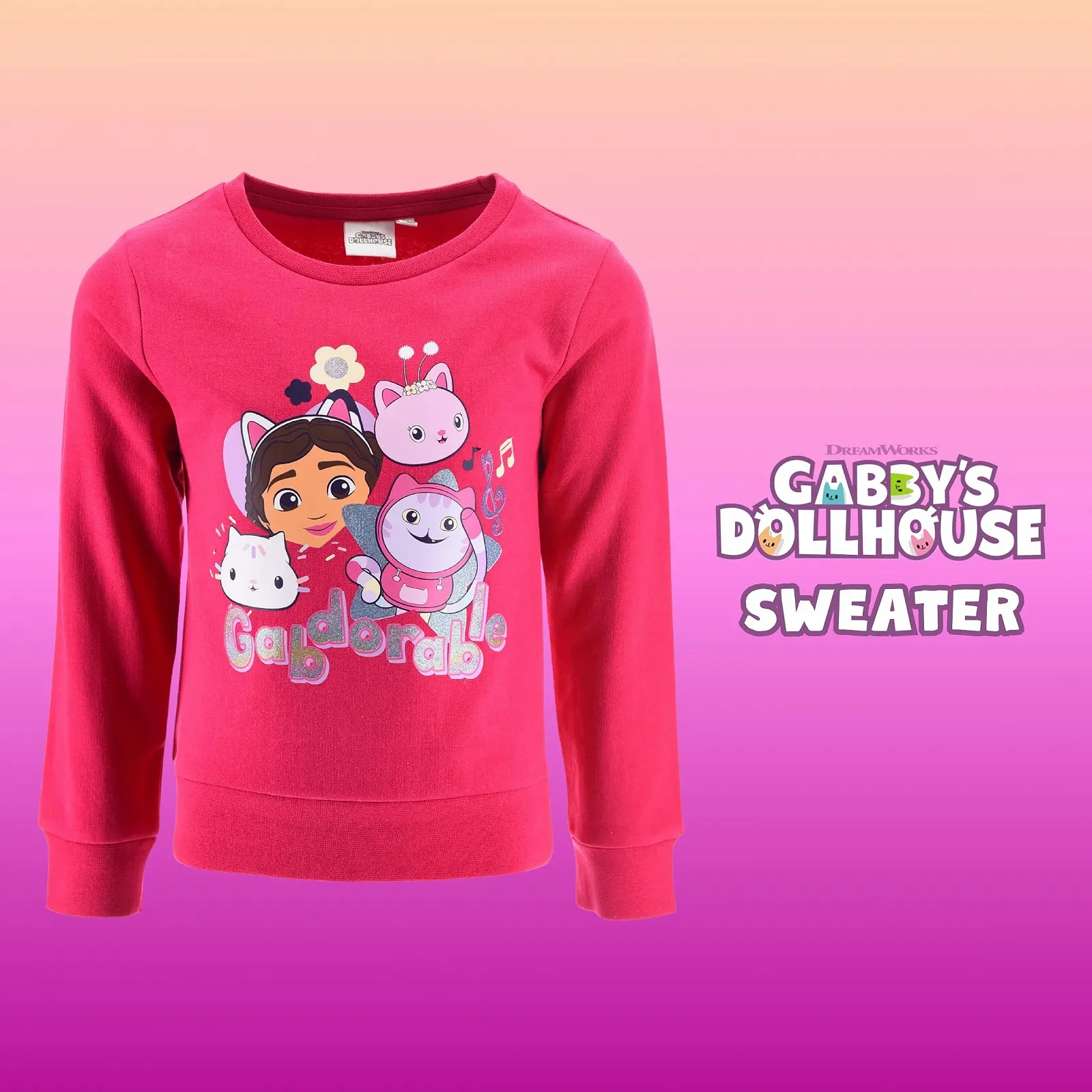 Свитшот Gabby's Dollhouse для девочек, детский свитер с дизайном Gabdorable, подарок для девочек, размеры от 3 до 6 лет, фото №3