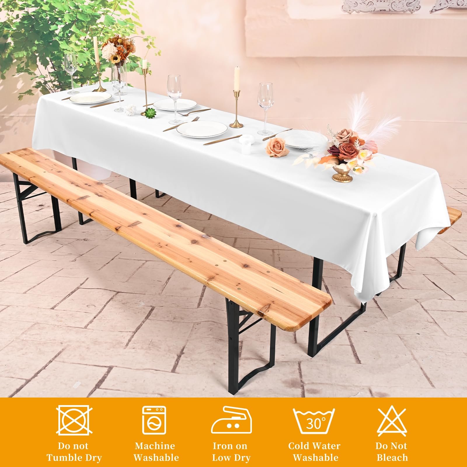 Скатерки для фуршетних столів Pesonlook з поліестеру 250x100 см Набір 4 шт. Білі, фото №5