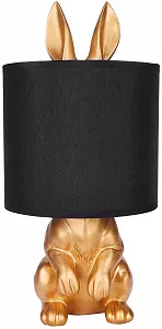 Настільна лампа BRUBAKER Golden Rabbit Керамічна основа 42 см Чорний/Золотистий - Фото 1