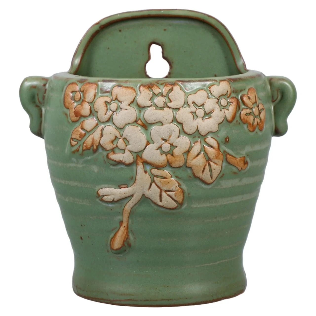 Квітковий горщик настінний керамічний у стилі ретро для сукулентів та кактусів, фото №1