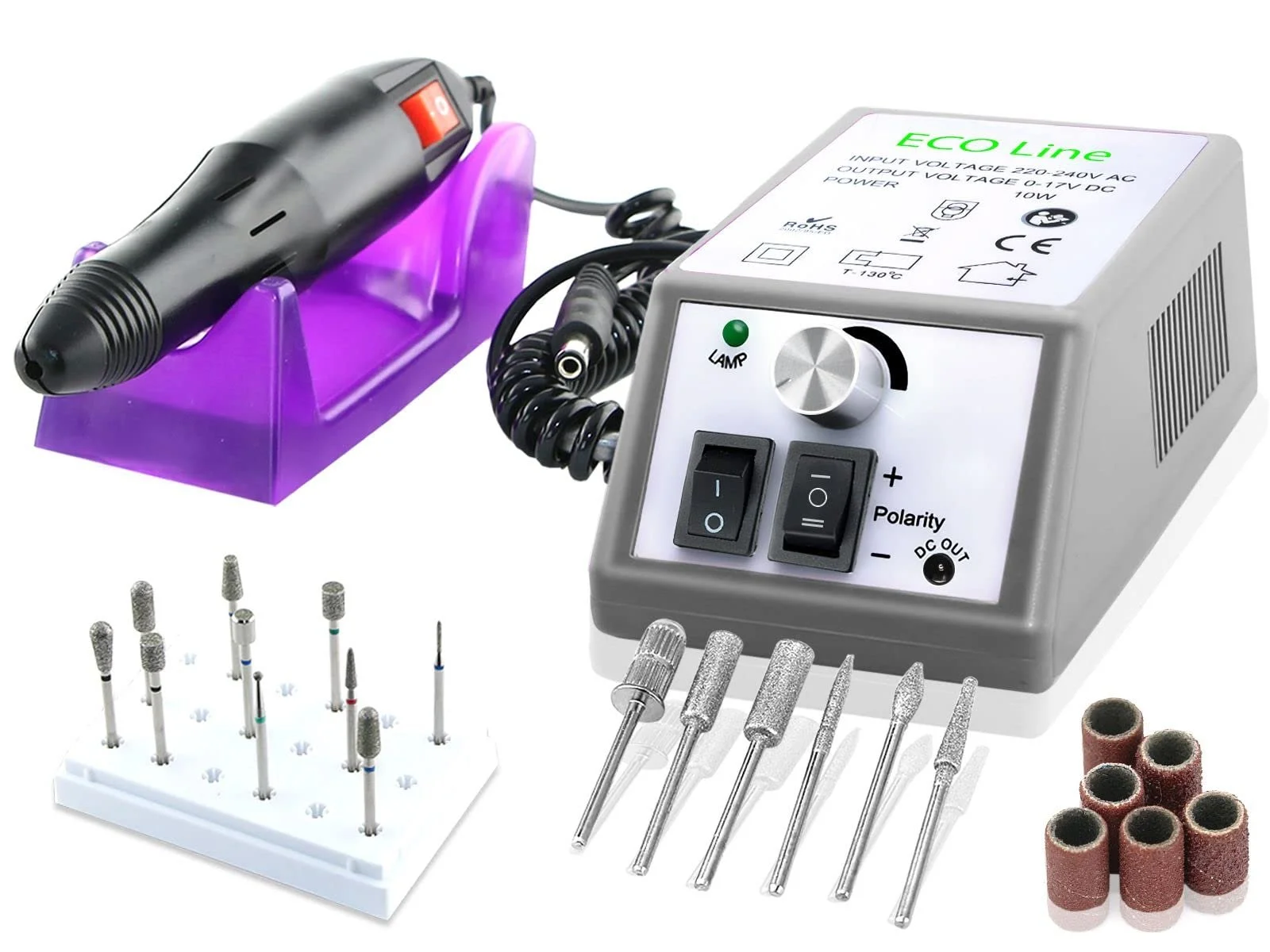 Електричний Набір для манікюру та педикюру з 10 алмазними фрезами для видалення мозолів та дизайну нігтів, фото №1