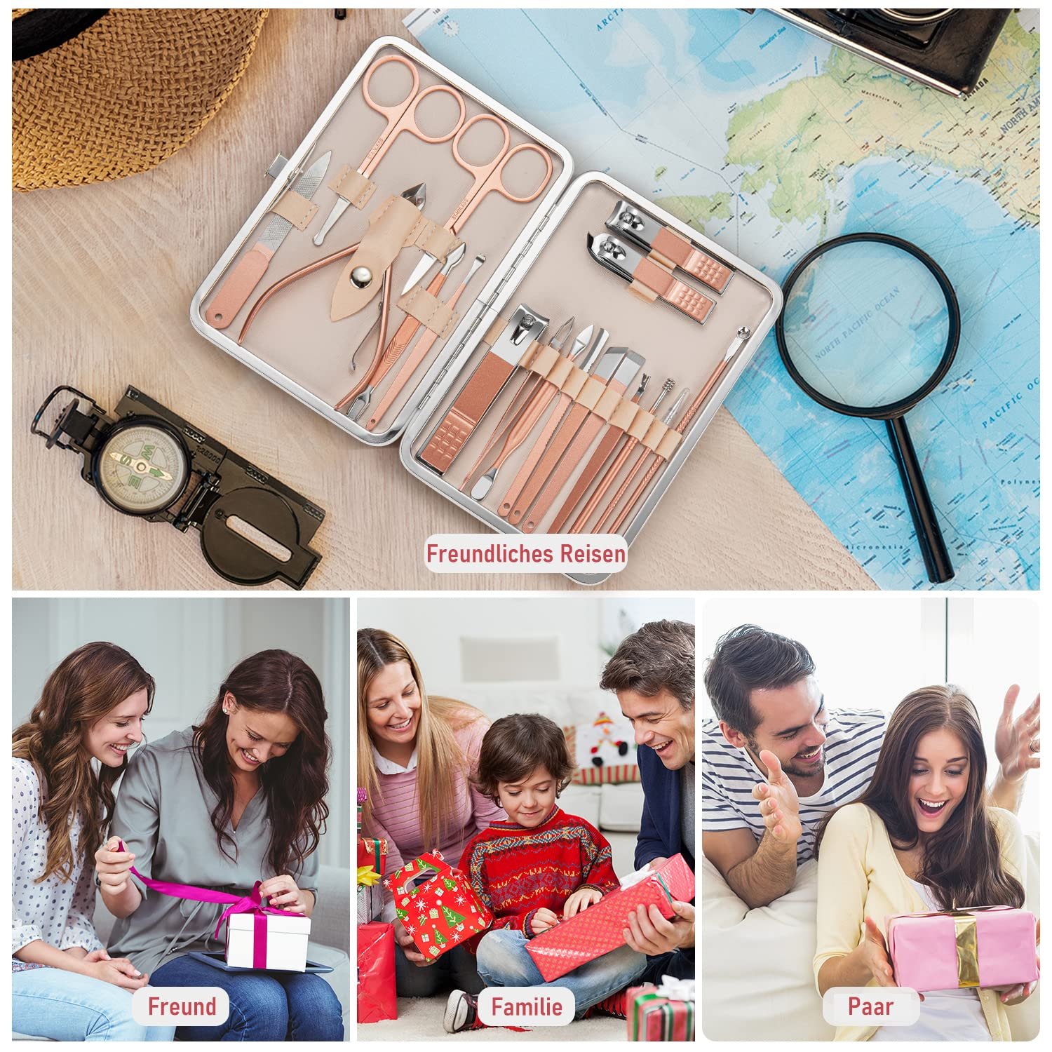 Набір для манікюру Akake, інструменти для нігтів 18 в 1 з розкішним дорожнім футляром для чоловіків і жінок, фото №7 Набір для манікюру Akake, інструменти для нігтів 18 в 1 з розкішним дорожнім футляром для чоловіків і жінок, фото №7