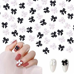 Украшения для ногтей Бантики 100шт Смешанные Черно-белые Бантики-галстуки Самоцветы для ногтей Аксессуары для дизайна ногтей DIY Поделки - Фото 1