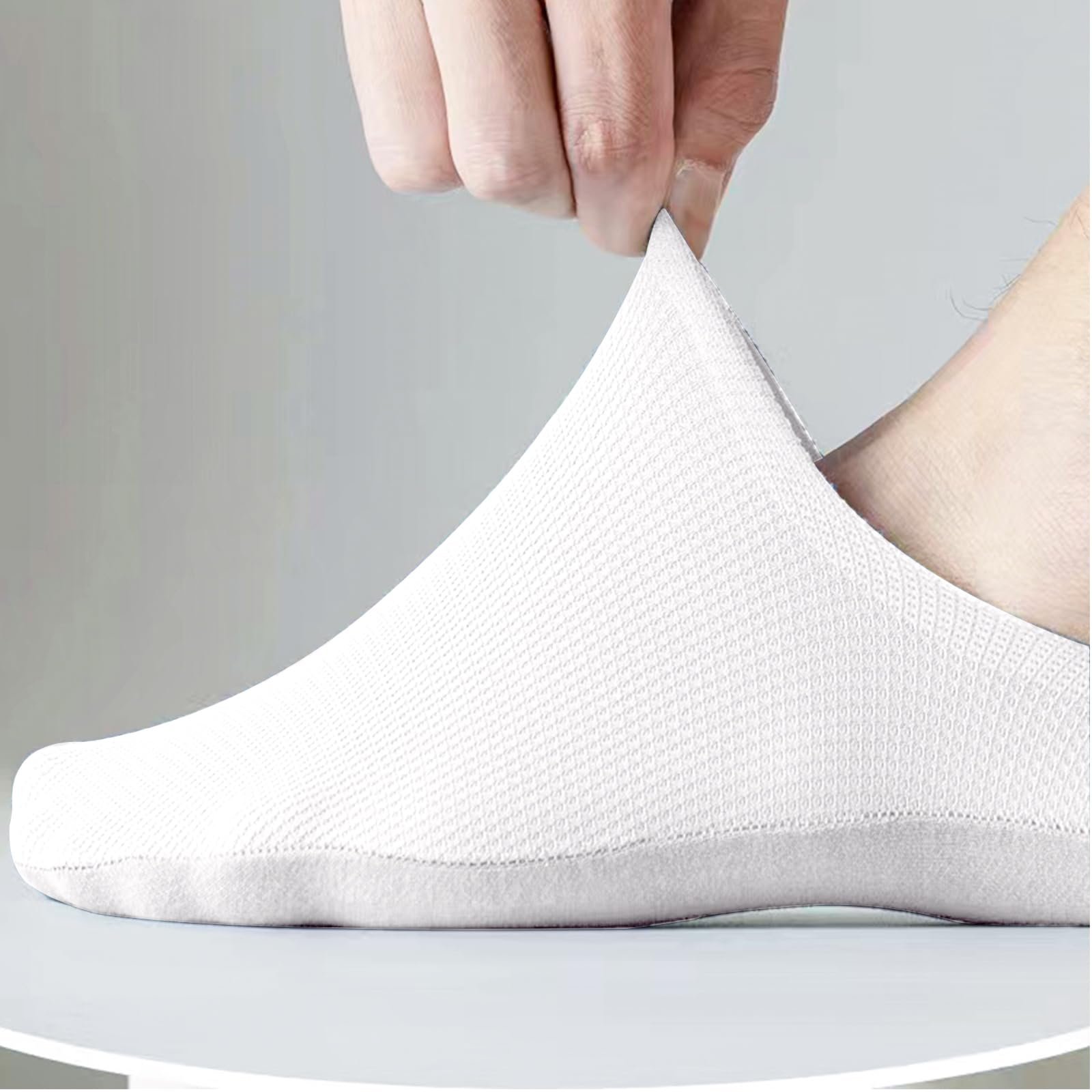 Носки White, без следа, для женщин, мужчин, унисекс, низкие, короткие, до щиколотки, мягкие, нескользящие, невидимые, плоские, летние, 4 пары, White, размер 5-10, фото №3