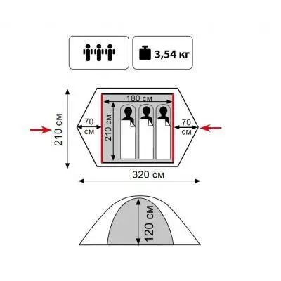 Палатка Tramp Tourist 3 (TLT-002), фото №2