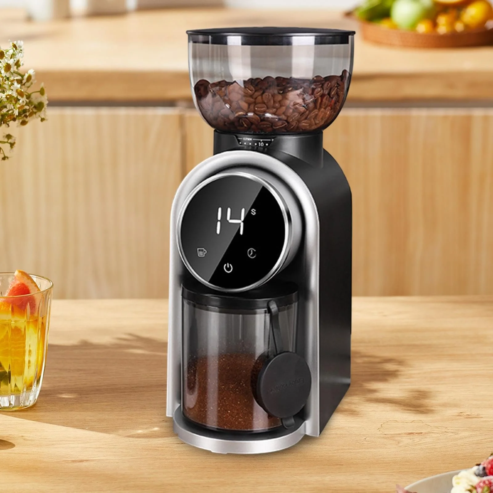 Электрическая кофемолка перфек Burr, эспрессо-кофемолка, 5-14 с, емкость 2-14 чашек, 25 регулируемых скоростей, черная, фото №3