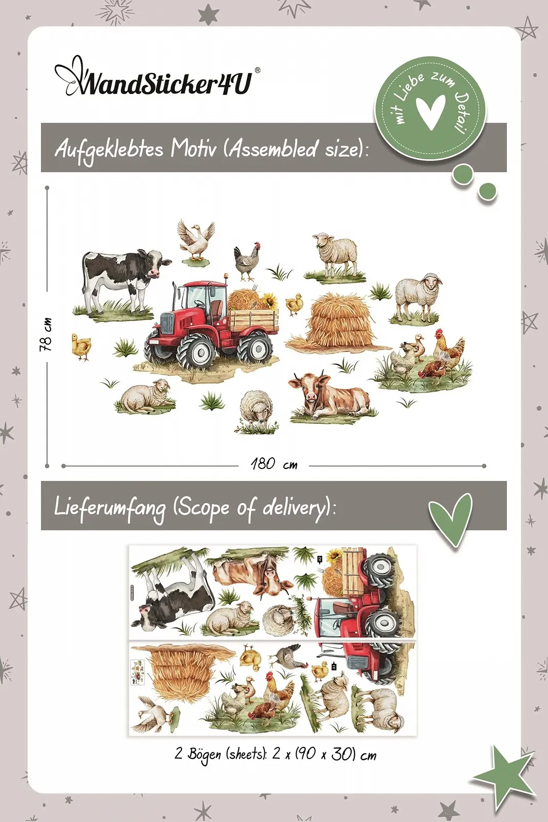 Наклейка на стіну WandSticker4U Ферма XXL 180 x 78 см, фото №5