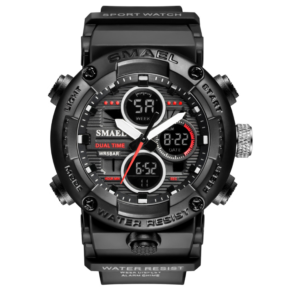 Чоловічий наручний годинник Smael 8038 Black -LVR, фото №1