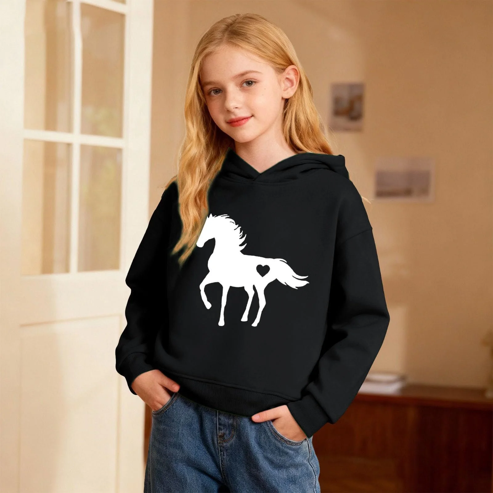 Худи Детский Худи для девочки-подростка Осенний худи на молнии Теплый свитшот с капюшоном, фото №3