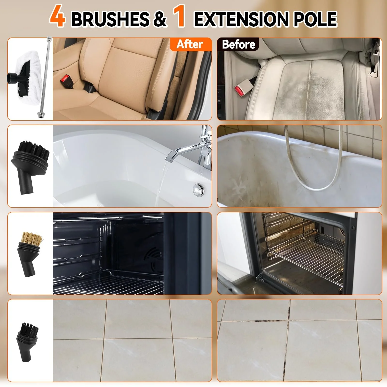 Пароочисник ручний 2500 Вт 1.6 л 3 рівні регулювання портативний, фото №7