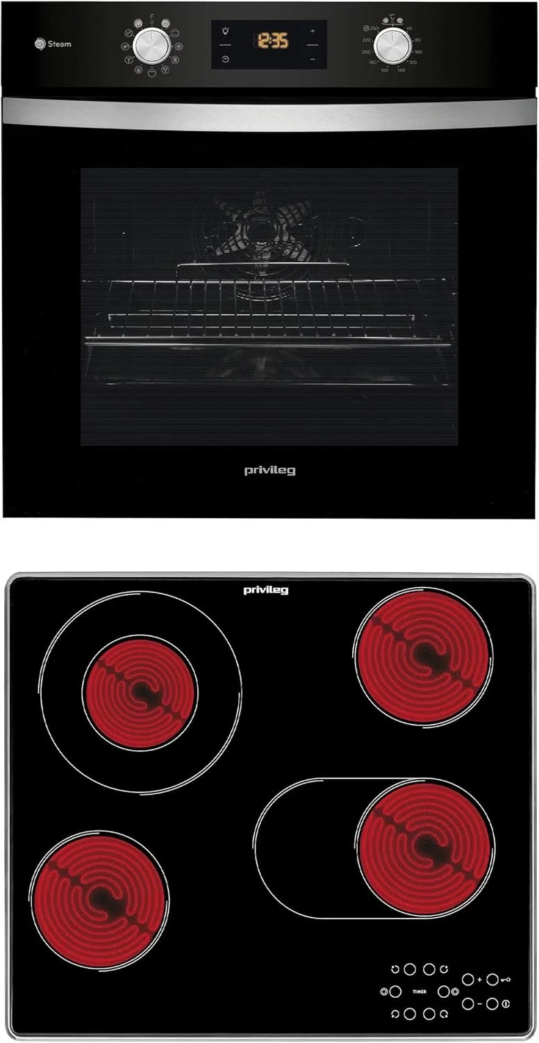 Вбудована духова шафа + варильна поверхня Privileg BAKO Turn&Go Steam 500 Silver, фото №1