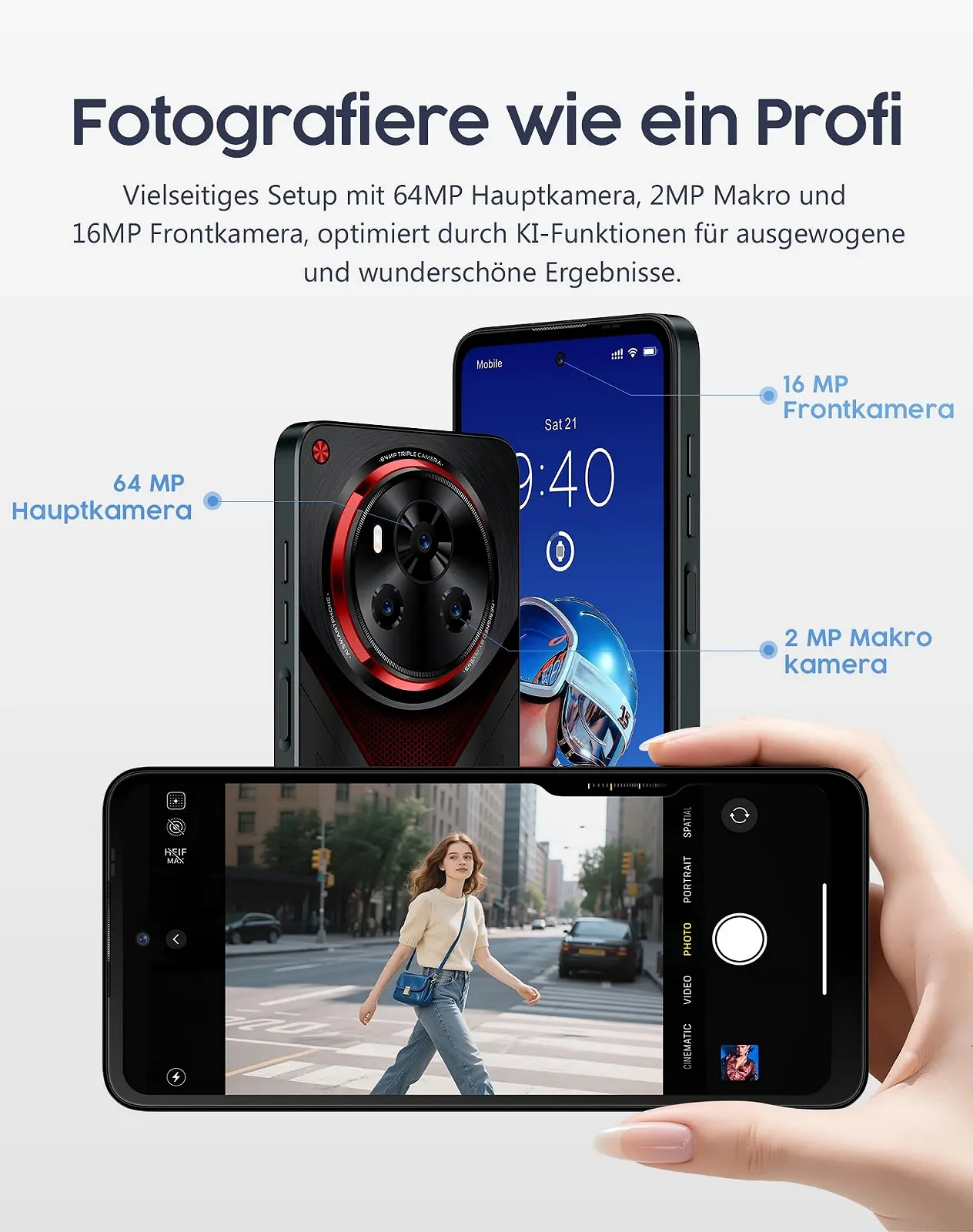 Смартфон invens Ultra 13P 16GB RAM 128GB 4G Dual SIM 6.79" HD+ 5000mAh 64MP+16MP Green, фото №5 Смартфон invens Ultra 13P 16GB RAM 128GB 4G Dual SIM 6.79" HD+ 5000mAh 64MP+16MP Green, фото №5
