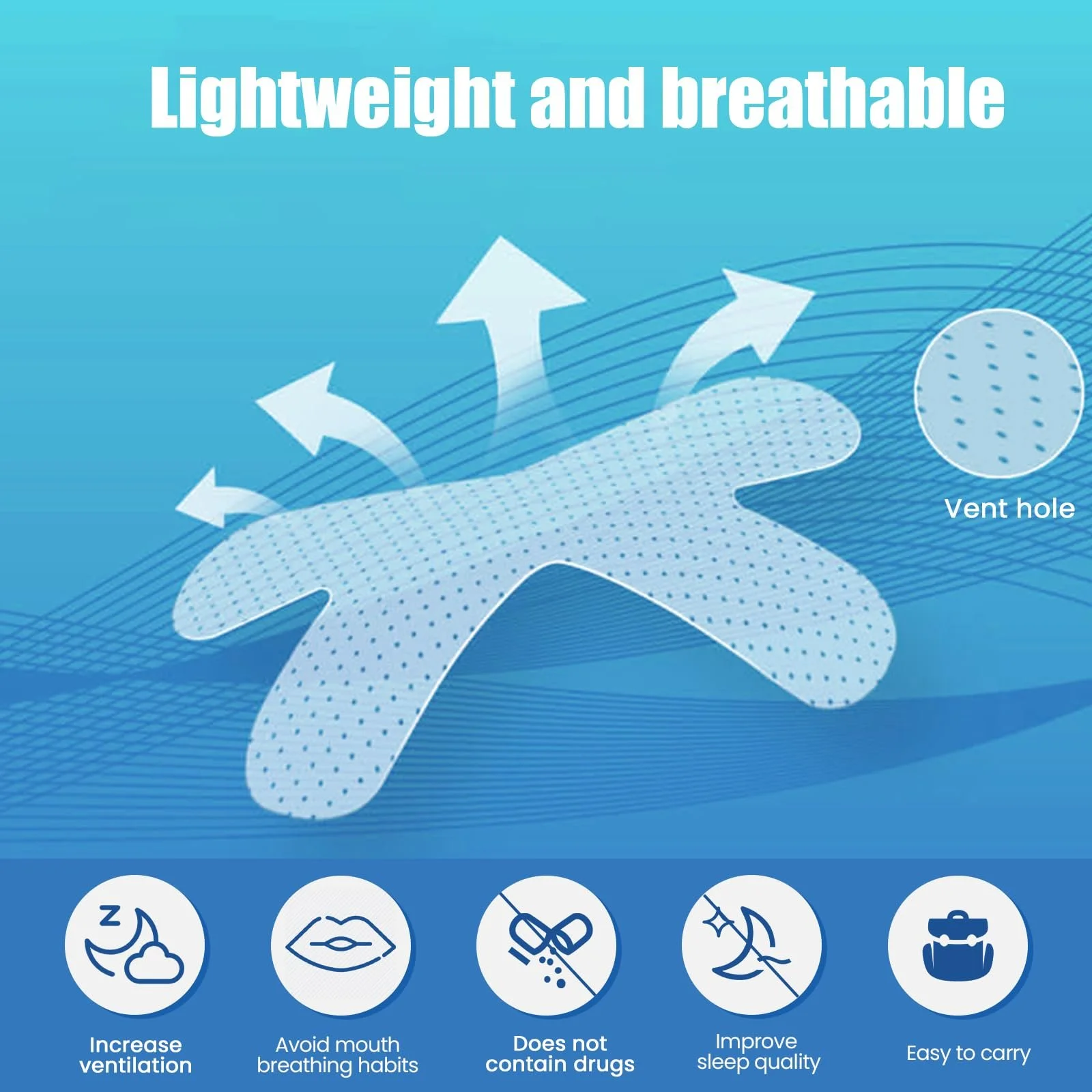 Пластир для рота для сну проти хропіння для носового дихання та тихої ночі Безбарвний, фото №4