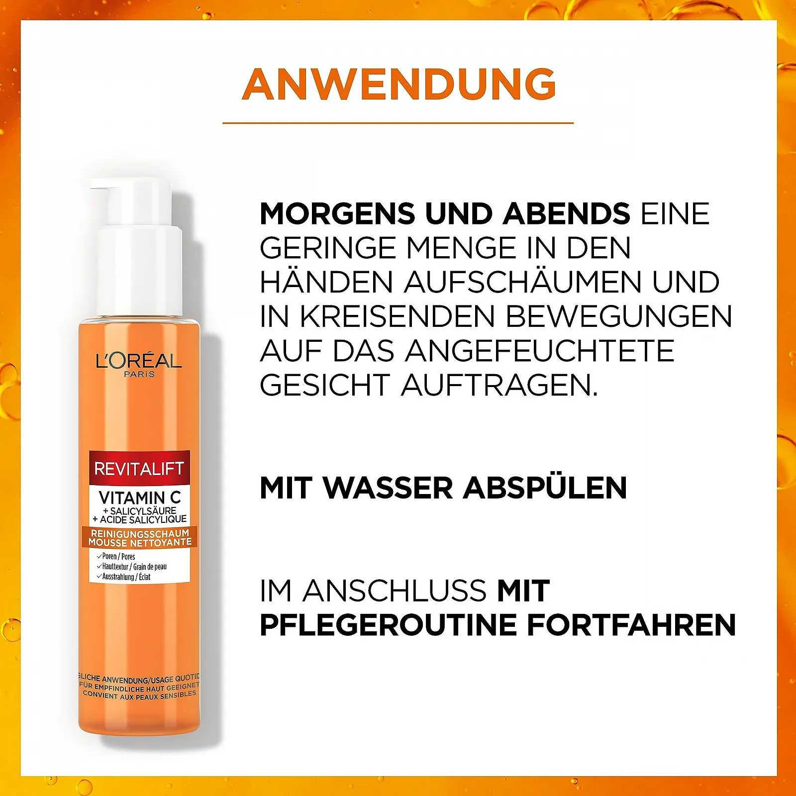 Пінка для вмивання L'Oréal Paris Vitamin C для жінок: для очищеної та свіжої шкіри з вітаміном C і саліциловою кислотою Revitalift Clinical, 1 x 150 мл, фото №5