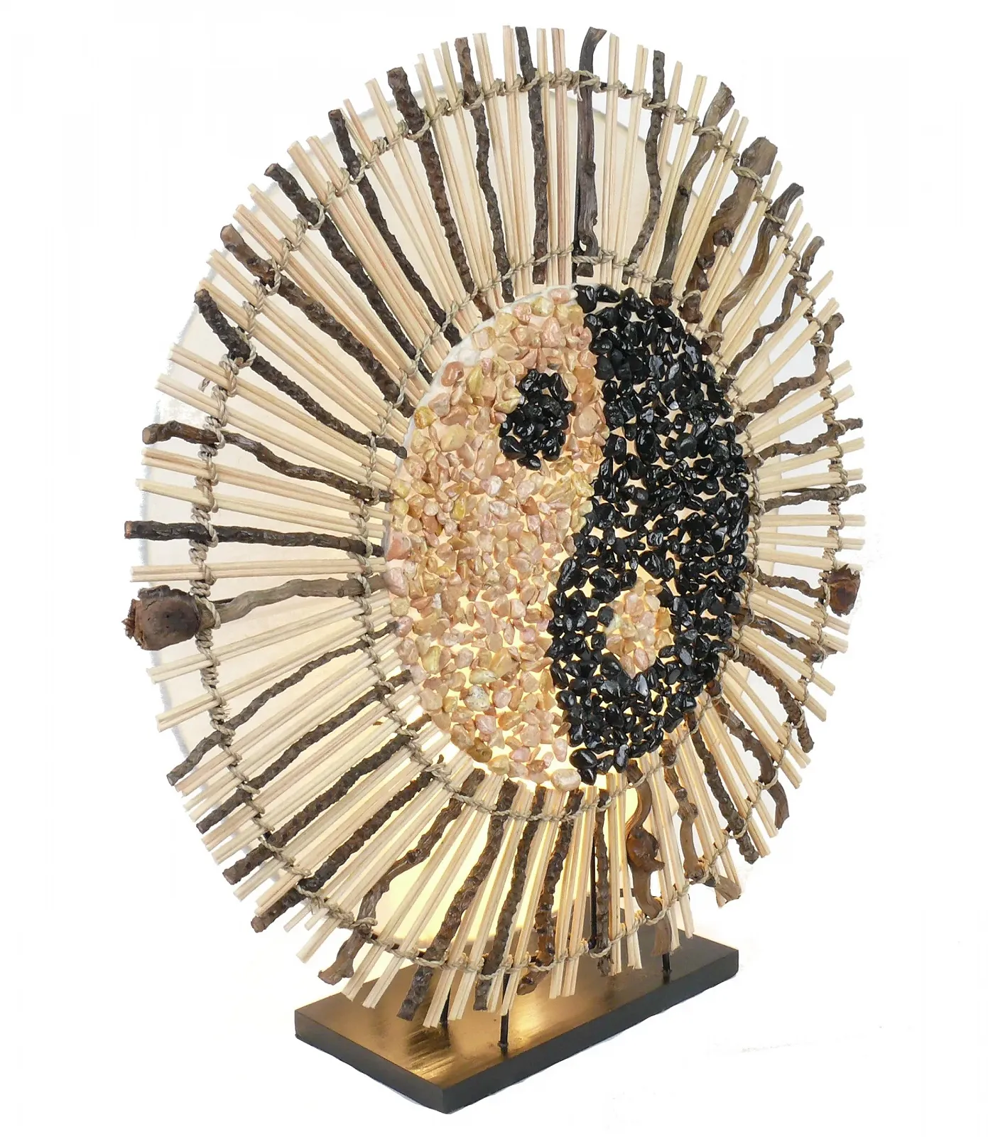 Декоративна лампа настрою Yin Yang Batur з натурального матеріалу, круглої форми, фото №2