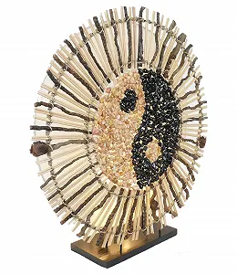 Декоративна лампа настрою Yin Yang Batur з натурального матеріалу, круглої форми synthetic.ua - Фото 1