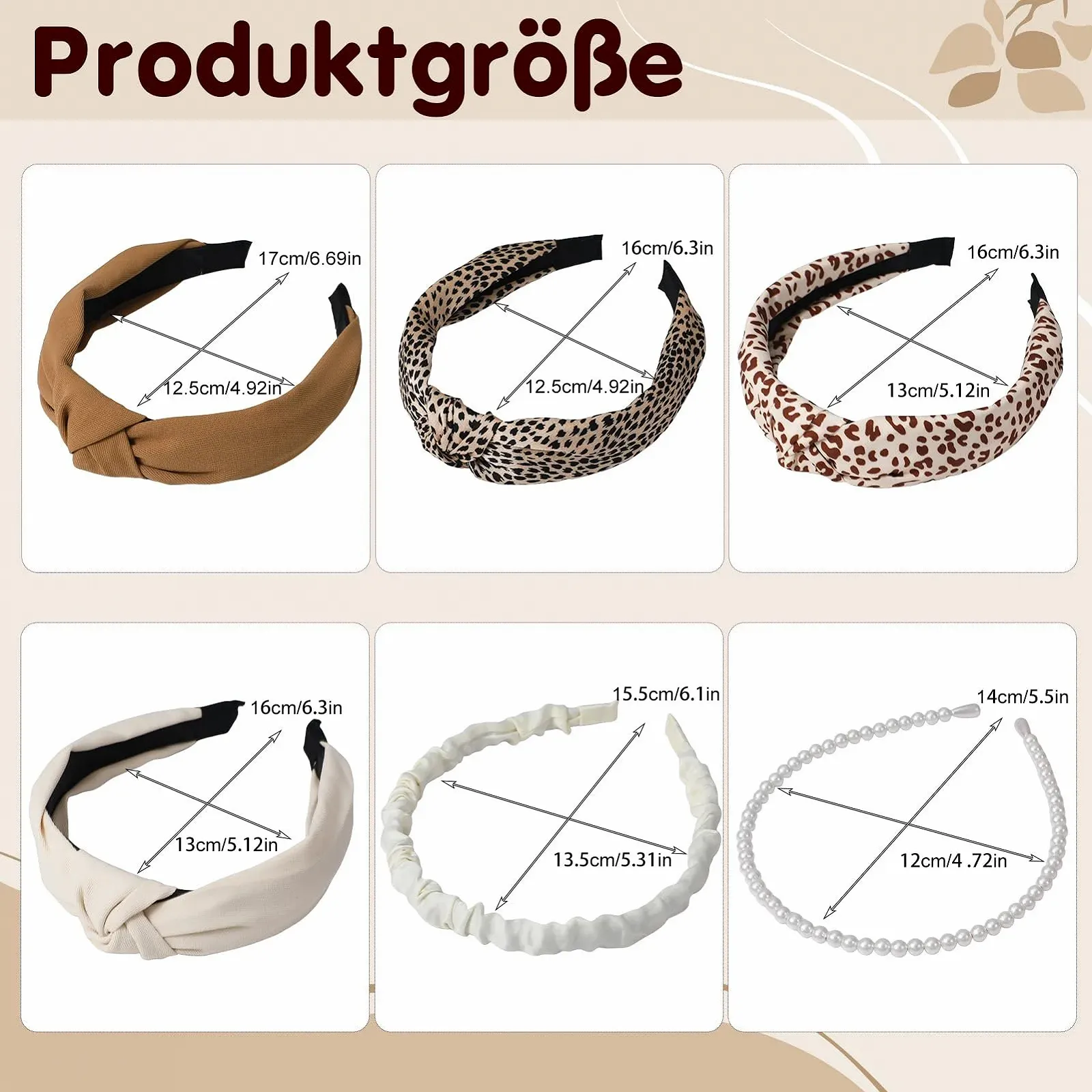 Набір жіночих обручів для волосся з перлами, 6 штук, фото №2