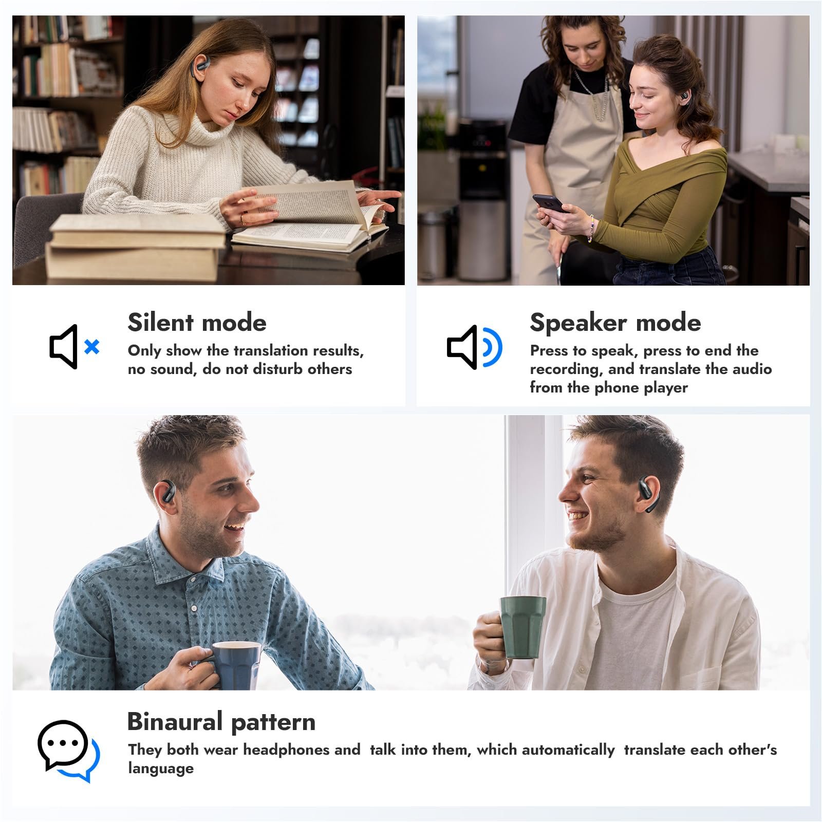 Наушники-переводчик AI MINISO X28, Черный, фото №3