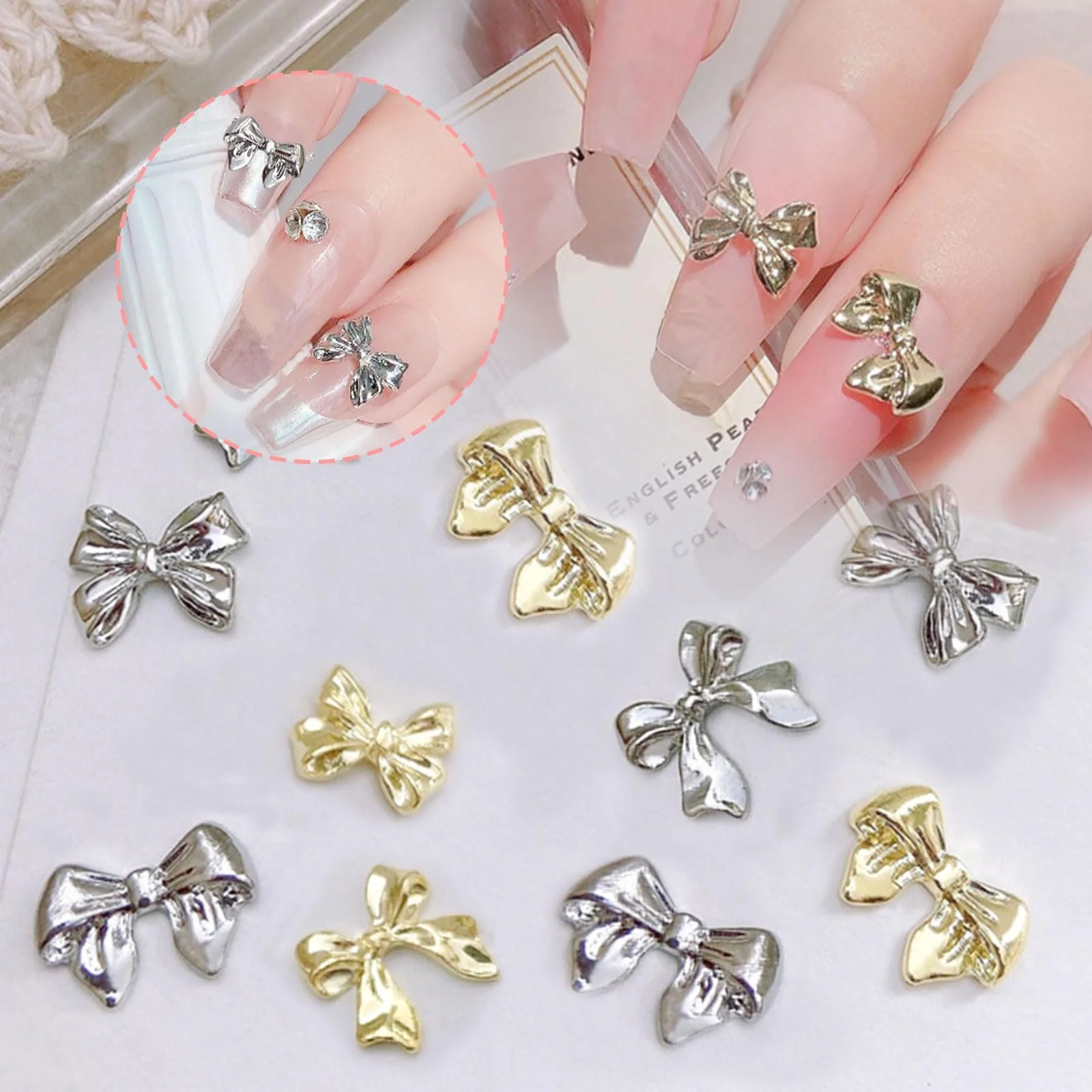 Бантики, Набір 60 шт, Золоті Срібні, фото №4