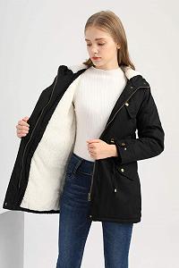 Женская парка Miaikvs с капюшоном, на флисовой подкладке, зимняя, утепленная, ветрозащитная, теплая synthetic.ua - Фото 1