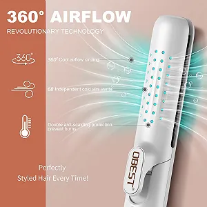Випрямляч для волосся 2 в 1 OBEST 360° Airflow з охолодженням повітрям та іонізацією 140-220 °C synthetic.ua - Фото 1