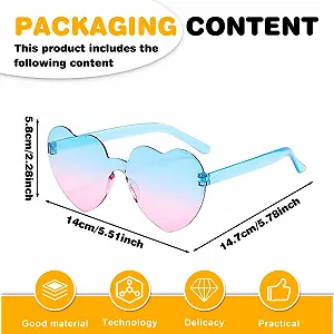 Солнцезащитные очки Сердце Sporgo 16 пар Без оправы Неоновые Разноцветные Прозрачные synthetic.ua - Фото 1