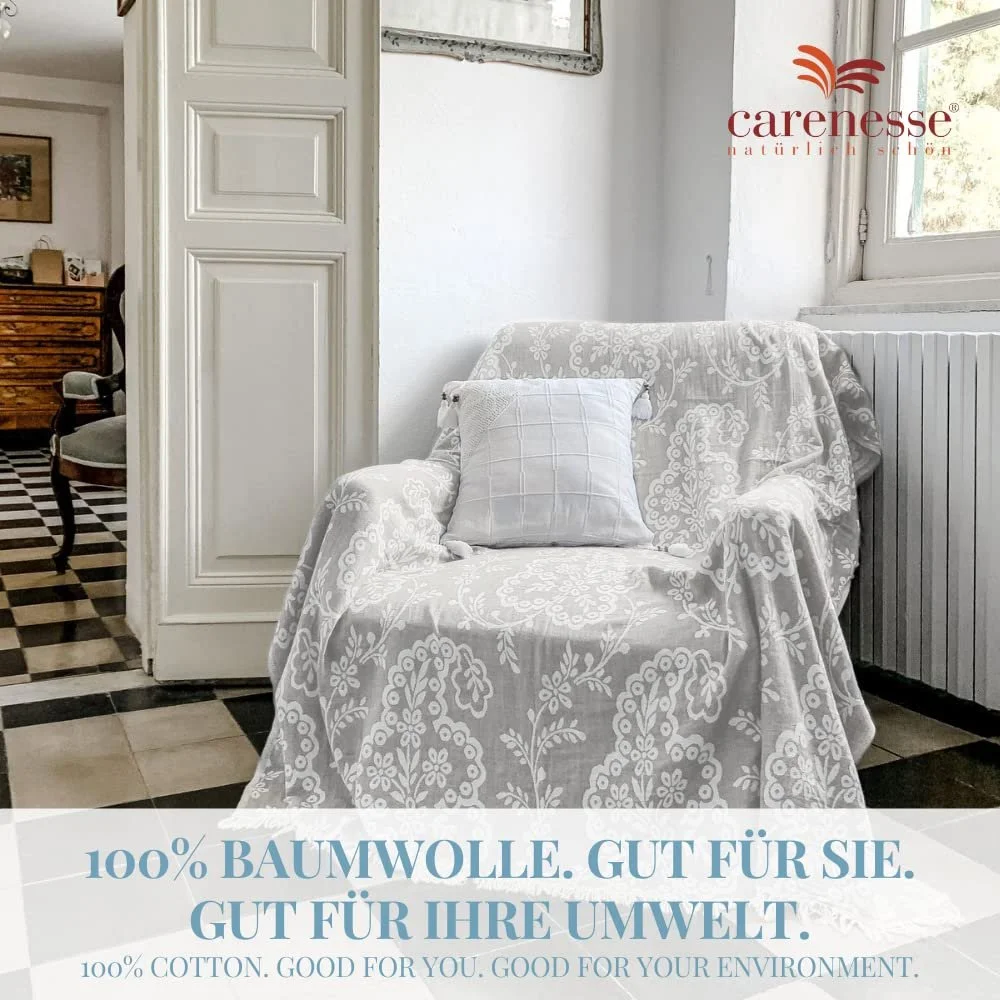 Покрывало жаккардовое Carenesse Односпальное Пейсли 150 x 200 см Серый, фото №6